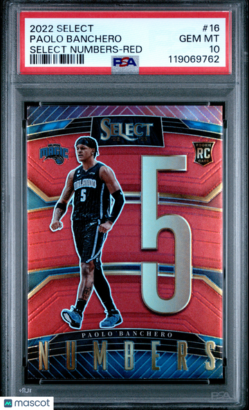2022 Panini Select Select Numbers Paolo Banchero #16 Red Short Print Nicely Centered Mint Parallel/Variety Rookie Base S