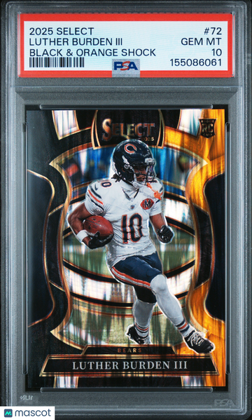 2025 Panini Select Luther Burden III #72 Black & Orange Shock PSA 10