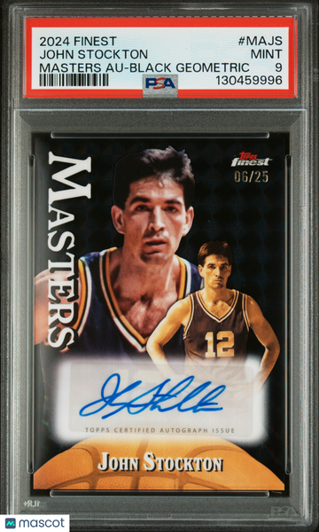 2024 Topps Finest Masters Autograph John Stockton #MAJS Black Geometric /25 PSA 9