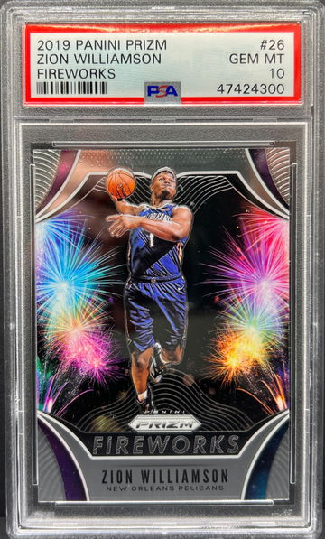Zion Williamson 2019-20 Panini Prizm Fireworks Rookie PSA 10
