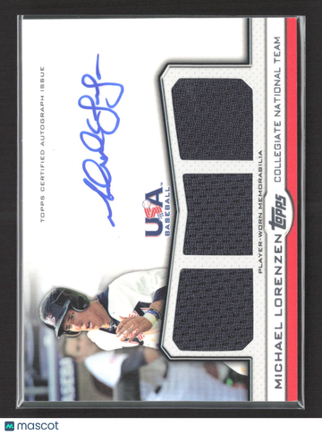 2011 Topps USA Baseball Collegiate National Team Michael Lorenzen #ATR-ML Player-Worn Memorabilia 033/214 Auto