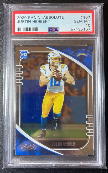 2020 Panini Absolute Justin Herbert #167 PSA 10 GEM MINT Rookie