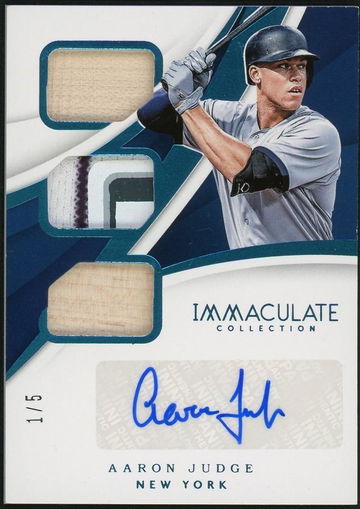 2018 Panini Immaculate Triple Material Signatures Aaron Judge #TMA-AJ Auto /5