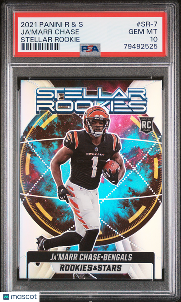 2021 Panini Rookies & Stars Ja'Marr Chase #SR-7 Stellar Rookies Parallel/Variety Rookie Insert PSA 10