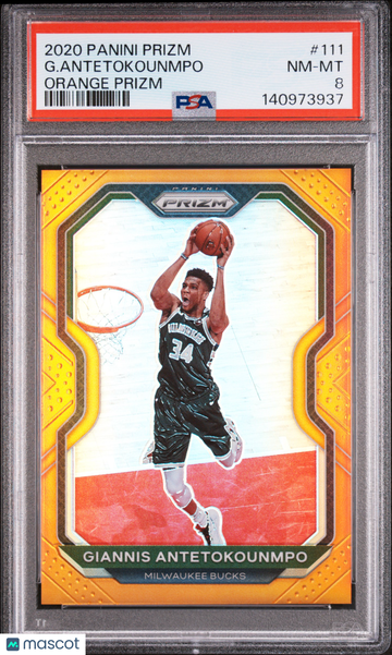 2020 Panini Prizm G. Antetokounmpo #111 Orange /49 PSA 8