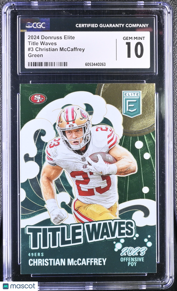 2024 Donruss Elite Christian McCaffrey #3 Green Title Waves CGC 10