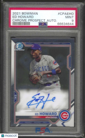 2021 Bowman Chrome Prospect Autographs Ed Howard #CPAEHO Autograph PSA 9