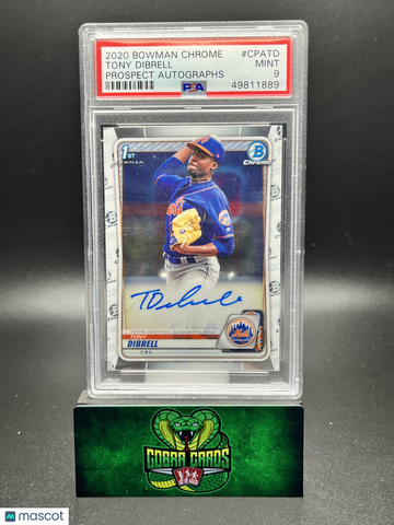 2020 Bowman Chrome Prospect Autographs Tony Dibrell #CPATD PSA 9