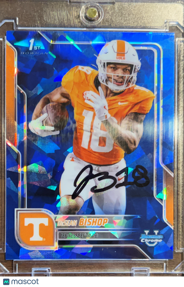 2025 Bowman Chrome University DeSean Bishop #67 Blue Sapphire Refractor 1st Bowman