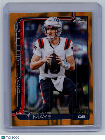 2025 Topps Chrome Drake Maye #207 Gold Wave Refractor /50