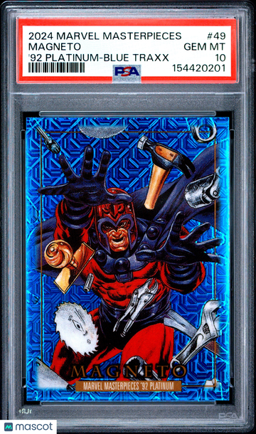 2024 Upper Deck Marvel Masterpieces '92 Platinum Magneto Blue Traxx #49 PSA 10