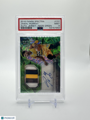2016 Panini Spectra Jamal Murray #137 Autograph Jersey Neon Green PSA 9
