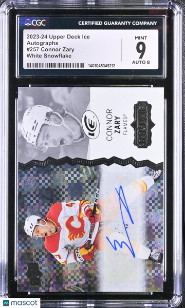 2023-24 Upper Deck Ice Connor Zary #257 White Snowflake Rookie CGC 9 Auto 8