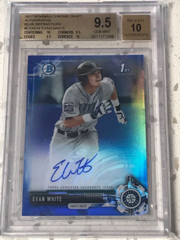 2017 Bowman Chrome Evan White Blue Ref Auto /150 BGS 9.5/10 True Gem ++