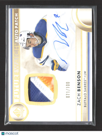 2023 Upper Deck SP Authentic Future Watch Auto Patch Zach Benson #158 /100 Auto Patch