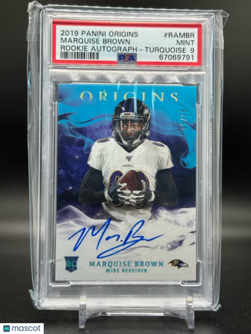 2019 Origins Rookie Autographs Turquoise Marquise Brown #RAMBR TURQUOISE PSA 9