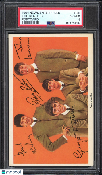 1964 News Enterprises Beatles Postcard The Beatles #B.6 PSA 4