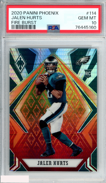 2020 PANINI PHOENIX JALEN HURTS #114 FIRE BURST ROOKIE RC PSA 10 GEM MT