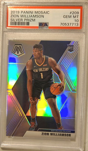 ZION WILLIAMSON 2019 MOSAIC SILVER PRIZM #209 RC ROOKIE PSA 10