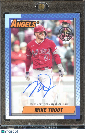 2025 Topps 1990 Topps Baseball Autograph Mike Trout #90AU-MT Blue
