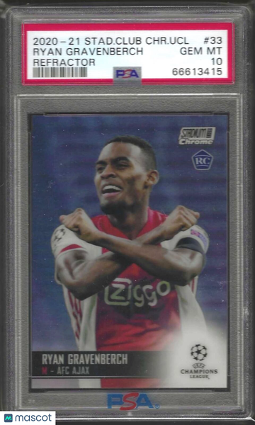 2020 Stadium Club Chrome UEFA Champions League Ryan Gravenberch #33 Refractor PSA 9