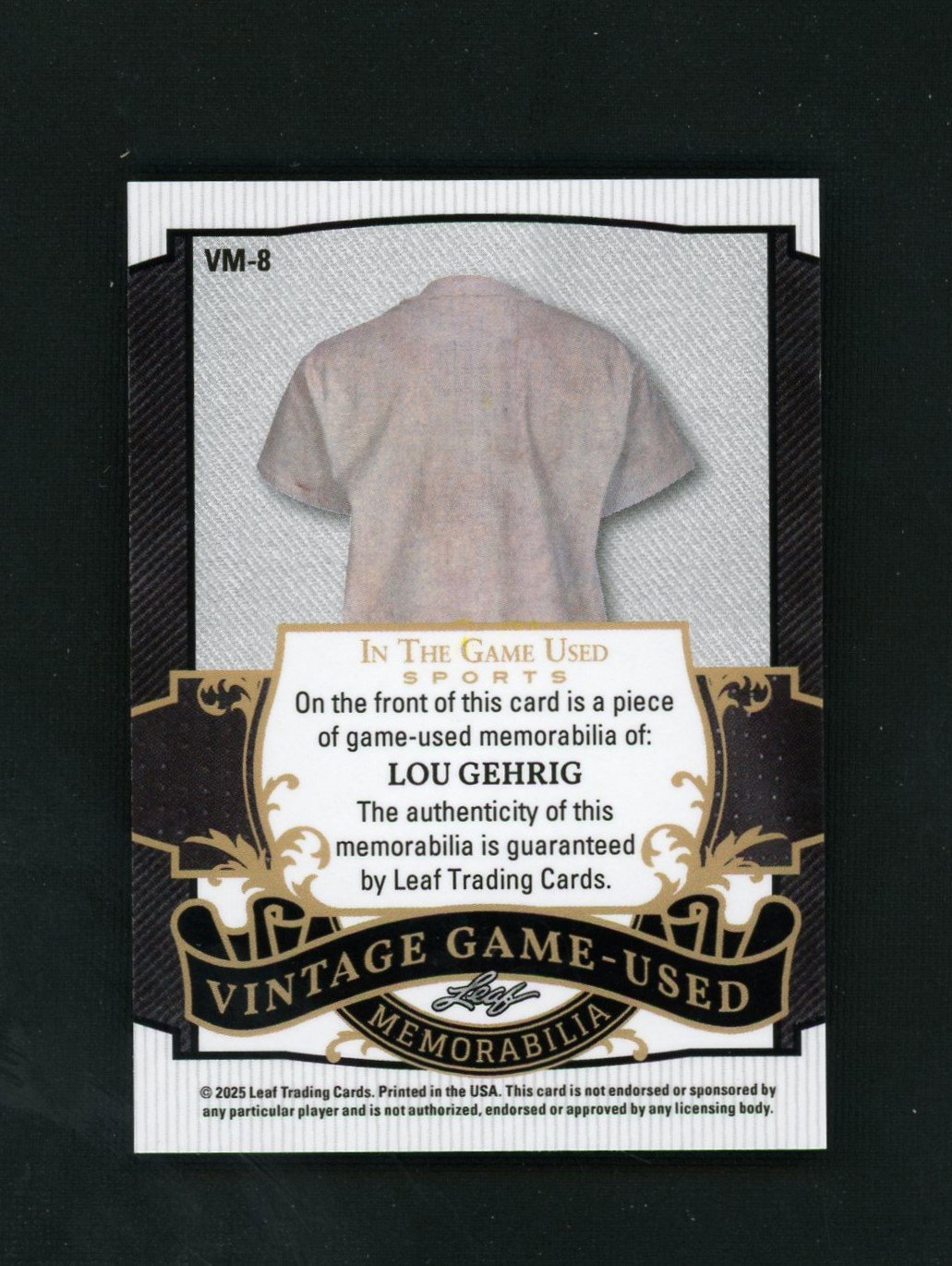 2025 Leaf #VM-8 Lou Gehrig In the Game Used 2/3 | MySlabs