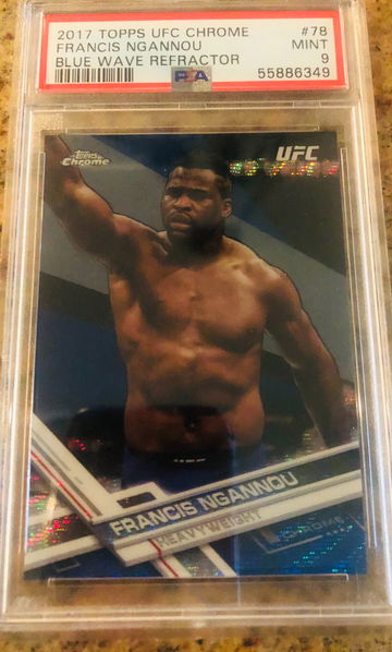 2017 Topps UFC Chrome Francis Ngannou Blue Wave Refractor #19/75 PSA 9 Pop 2 & No 10’s