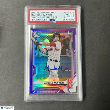 2021 Bowman Draft Marcelo Mayer #BDC174 Chrome Purple Refractor PSA 9 Auto 10