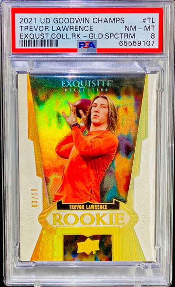 Trevor Lawrence Exquisite GOLD /10 PSA 8 POP 1