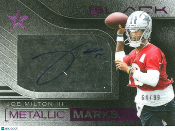 Joe Milton III 2025 Panini Black Metallic Marks Auto /99 Dallas Cowboys