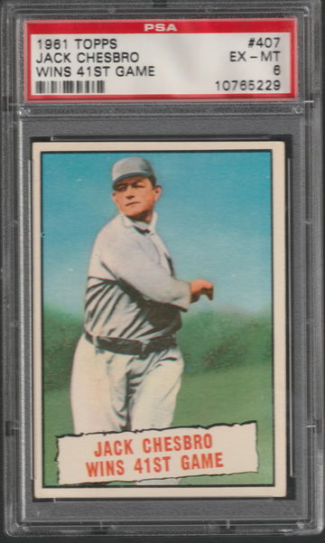 1961 Topps Jack Chesbro Wins 41st Game PSA 6