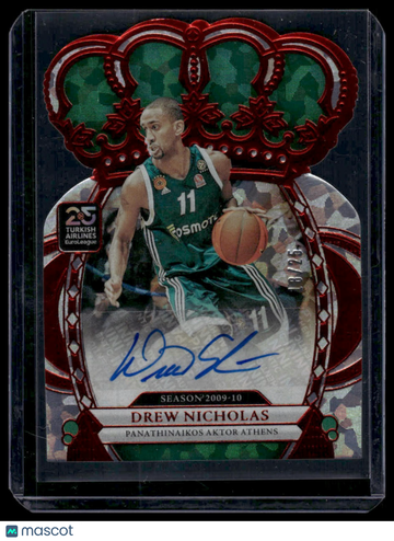 2024 Panini Crown Royale Euroleague Basketball Drew Nicholas #CA-NDR Red Autographs /25 Panini Authentic