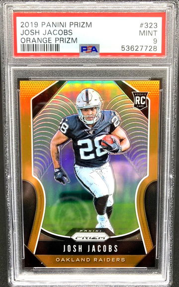 2019 Panini Prizm #323 Josh Jacobs Orange #/249 * PSA 9 MINT * Raiders Rookie