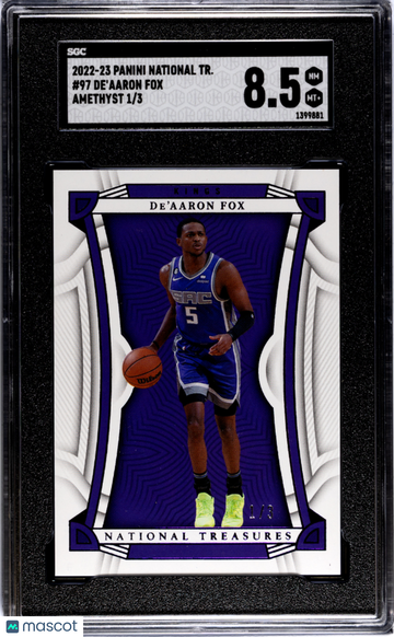 2022 Panini National Treasures De'aaron Fox #97 Amethyst SGC 8.5