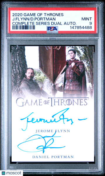 2020 Game Of Thrones Complete Series Dual Autograph D. Portman J. Flynn Autograph PSA 9