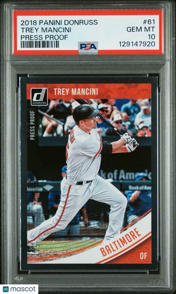 2018 Panini Donruss Trey Mancini #61 Press Proof PSA 10