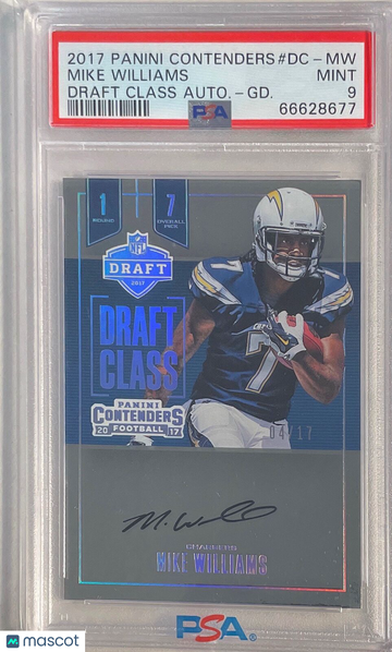 2017 Panini Contenders Draft Class Autographs Mike Williams #DC-MW Autograph GD. PSA 9