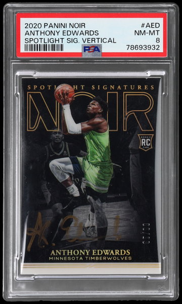 2020 Panini Noir Anthony Edwards Spotlight Signature Vertical PSA 8 RC