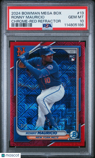 2024 Bowman Mega Box Chrome Ronny Mauricio #13 Red Refractor PSA 10