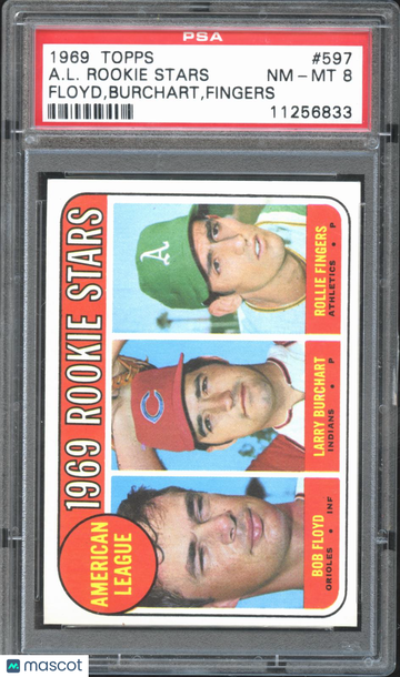 A. L. Rookies 1969 Topps Floyd Burchart Fingers PSA 8