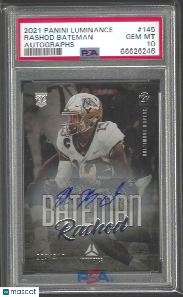 2021 Panini Luminance Autographs Rashod Bateman #145 PSA 10