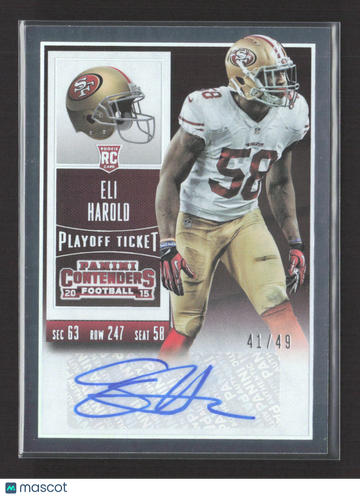 2015 Panini Contenders Football Playoff Ticket Eli Harold #130 41 / 49 RC Auto