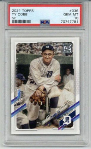 2021 TOPPS #336 TY COBB DETROIT TIGERS PSA 10 SHORT PRINT SP LOW POP