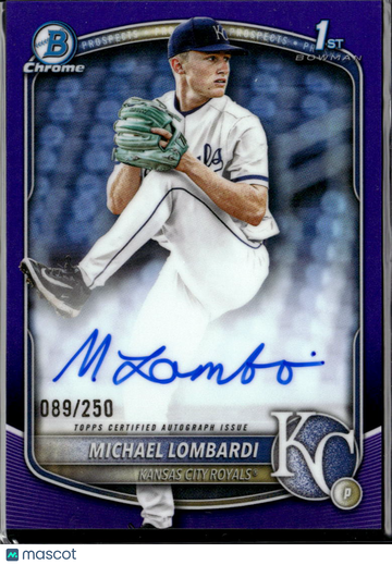 Michael Lombardi 2025 Bowman Chrome Auto Purple Refractor /250 Kansas City Royals