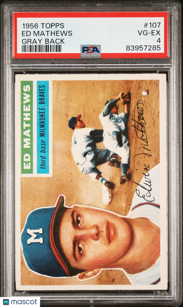 1956 Topps Ed Mathews #107 Gray Back PSA 4
