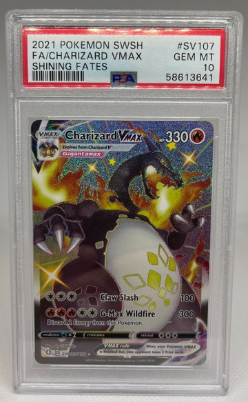 2021 Pokemon Shining Fates Full Art Charizard VMAX PSA 10 Gem Mint SV107 