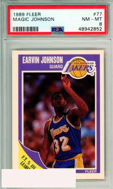 1989 FLEER MAGIC JOHNSON #77 L A  LAKERS PSA NM-MT 8