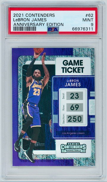 POP 1 - 2021 Panini Contenders Basketball #62 Lebron James - Game Ticket 75th NBA Anniversary (PSA 9) | Lakers