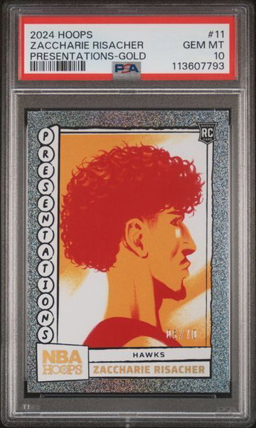 2024 Hoops | Rookie Zaccharie Risacher | Presentations Gold | 5/10 | #11 | PSA 10