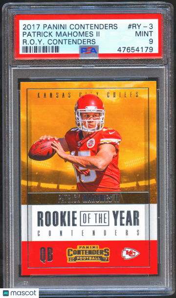2017 Panini Contenders Rookie Of The Year Contenders Patrick Mahomes II #RY-3 R. O. Y. PSA 9